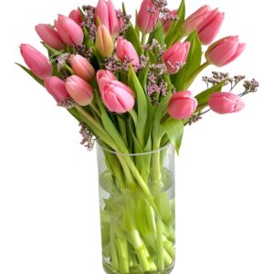 Vase of Pink Tulips